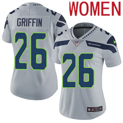 Women Seattle Seahawks #26 Shaquill Griffin Nike Gray Vapor Limited NFL Jersey->women nfl jersey->Women Jersey
